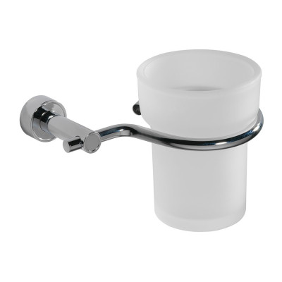 Tiffany tumbler holder with acid-etched glass and brass support