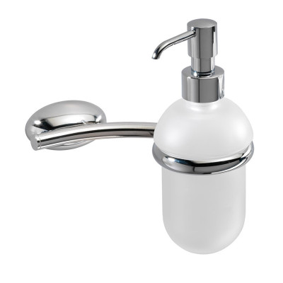 Wall-mounted dispenser with decorated glass and Duemila Plus chromed brass pump