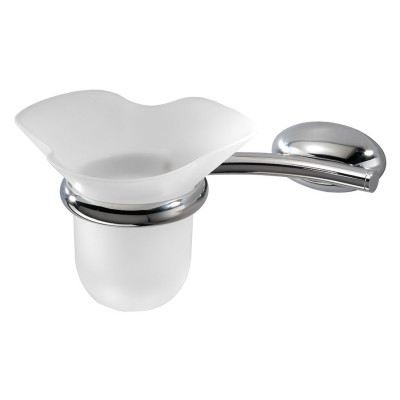 Brass tumbler holder with acid-etched glass, Duemila Plus