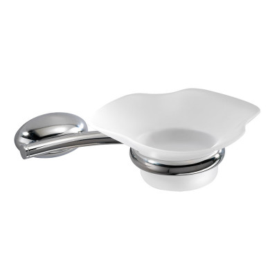 Brass soap dish with acid-etched glass, Duemila Plus