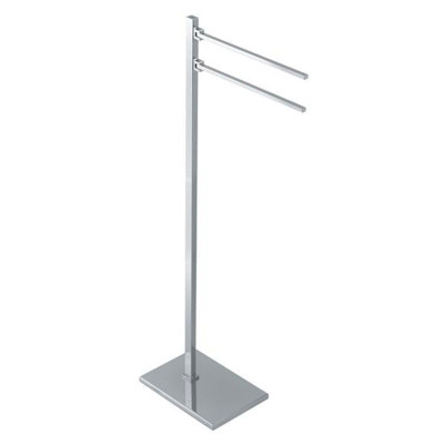 Floor stand with 2 movable 29 cm towel rails in brass, Matisse