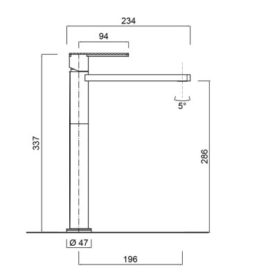 Monocomando lavabo con prolunga, bocca lunga, senza scarico, Deluxe Surf