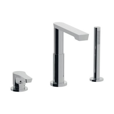 3-hole deck-mounted bath mixer, spout with diverter, EGO