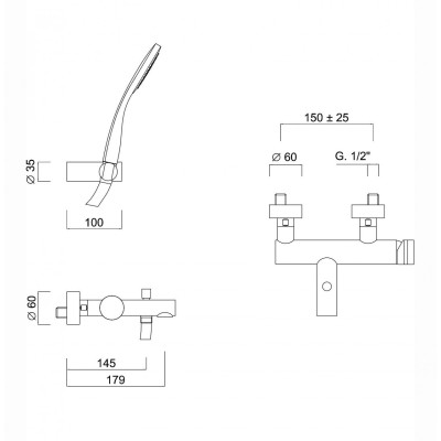 Monocomando vasca esterno con set doccia duplex MyRing