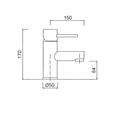 Monocomando lavabo, bocca mm.150, senza scarico, canna dritta, Futuro
