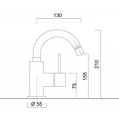 Monocomando bidet, bocca girevole, senza scarico, Futuro