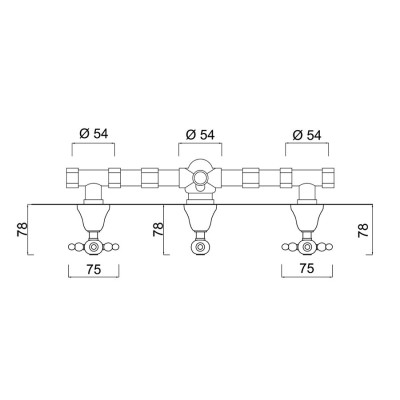 Built-in shower taps, 2-way rotary diverter Parigi
