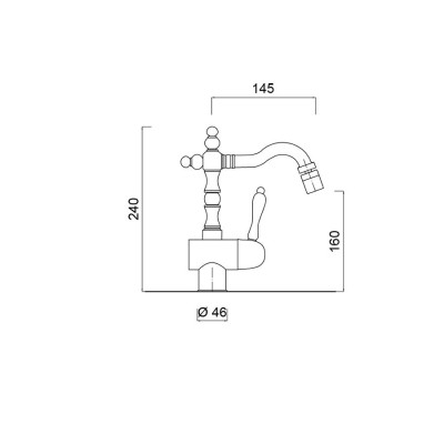 Bidet mixer,swivel spout, 1”1/4 pop-up waste, Praga Mix