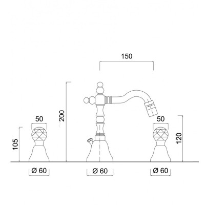 3-hole bidet set, swivel spout, 1”1/4 pop-up waste, Odessa