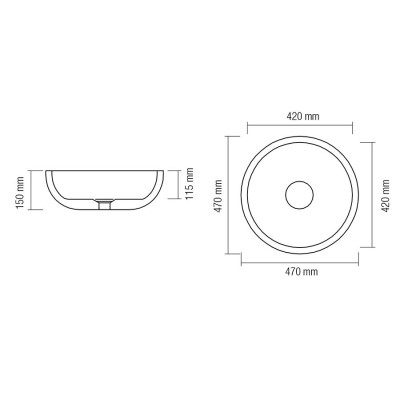 Lavabo da appoggio in SSA e cemento, Sfera L