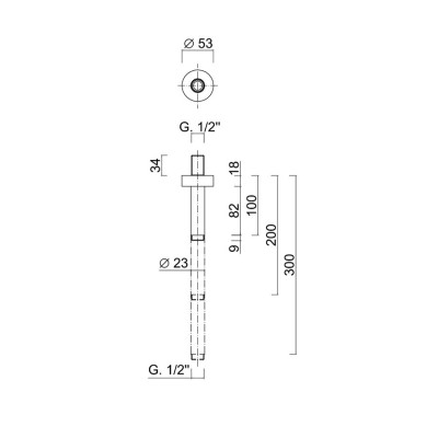 Braccio doccia rotondo da soffitto in ottone, 100, 200, 300 mm