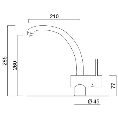 Single-hole single-lever mixer for sink, swivel spout, Futuro Duo