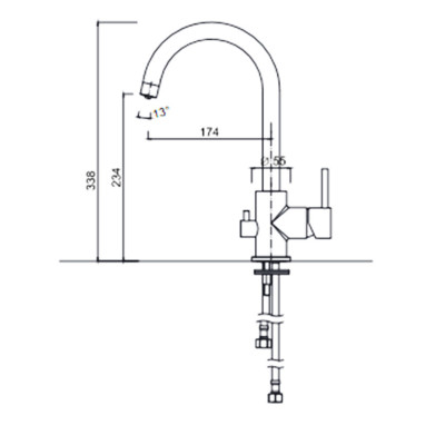 Miscelatore a 3 vie per acque depurate, modello curvo