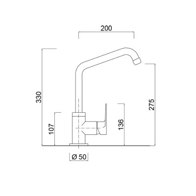 Single-hole single-lever mixer for sink, swivel spout, Linea