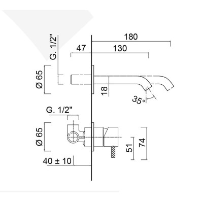 Wall-mounted wash-basin set, without pop-up waste XL, My Future Deluxe