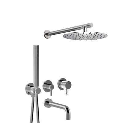 Built-in single-control shower set with diverter, duplex kit, wall spout, arm with stainless steel shower head, My Future Deluxe