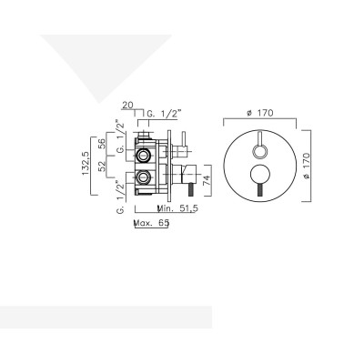 Monocomando doccia incasso con deviatore a rotazione 3 uscite, My Future Deluxe