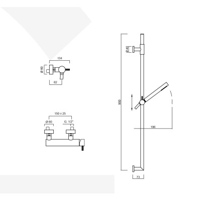 Monocomando doccia esterno con saliscendi e doccia, My Future Deluxe