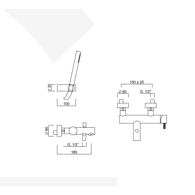 Monocomando vasca esterno con set doccia duplex, My Future Deluxe