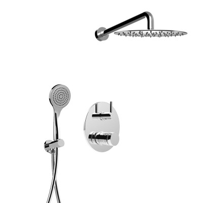 Set doccia incasso monocomando con deviatore, kit duplex, braccio con soffione doccia Inox , MyRing Deluxe