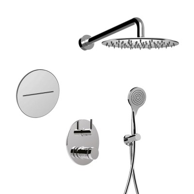 Built-in single-control shower set with diverter, duplex kit, waterfall spout, arm with shower head, MyRing Deluxe