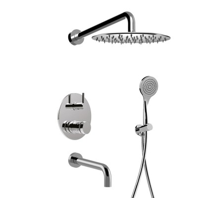 Built-in single-control shower set with diverter, duplex kit, wall spout, wall arm, stainless steel shower head, MyRing Deluxe