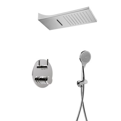 Single-control built-in shower set with diverter, duplex kit, rain and waterfall shower head, MyRing Deluxe
