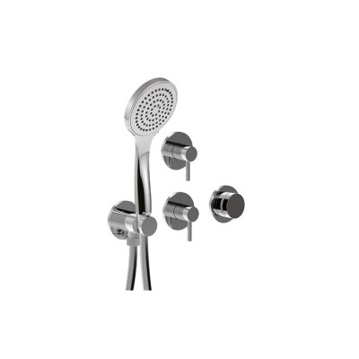 Built-in shower mixer with rotation diverter, integrated duplex kit, 3 free outlets, MyRing Deluxe