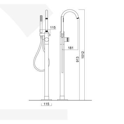 Floor-mounted bath mixer with built-in box, MyRing Deluxe