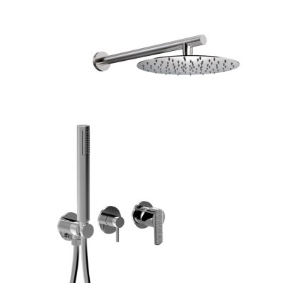 Built-in single-control shower set with diverter, duplex kit, wall arm, stainless steel shower head, Surf Deluxe
