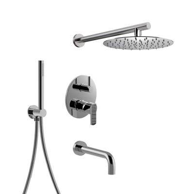 Built-in shower set single lever with diverter, duplex kit, wall spout, wall arm, stainless steel shower head, Surf Deluxe