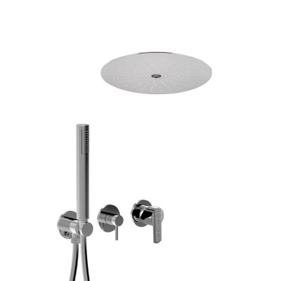 Built-in single-control shower set with diverter, duplex kit, built-in laminar rain shower head, Surf Deluxe