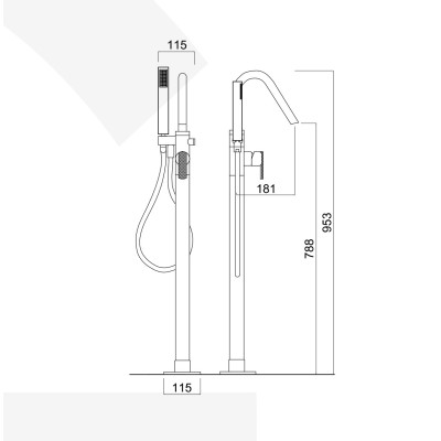 Floor-mounted bath mixer with built-in box, Surf Deluxe