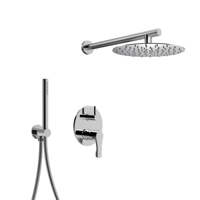 Built-in single-control shower set with diverter, duplex kit, arm with stainless steel shower head, EGO