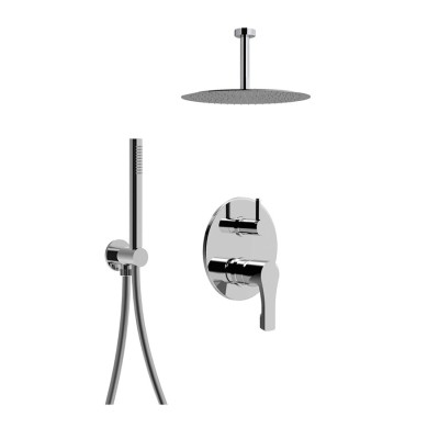 Built-in shower set with single lever diverter, duplex kit, arm with stainless steel ceiling shower head, EGO