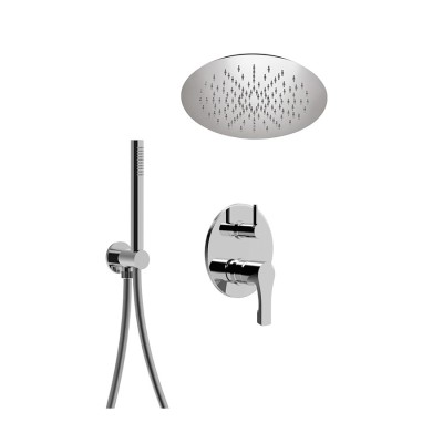 Set doccia incasso monocomando con deviatore, kit duplex, soffione Inox incasso, EGO