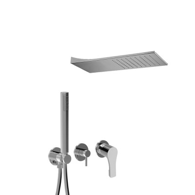 Built-in single-control shower set with diverter, duplex kit, wall arm, rectangular shower head, EGO
