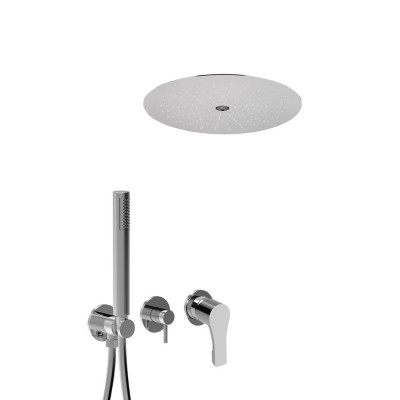 Built-in single-control shower set with diverter, duplex kit, built-in rain and laminar shower head, EGO