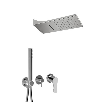 Set doccia incasso monocomando con deviatore, kit duplex, soffione pioggia e cascata, EGO