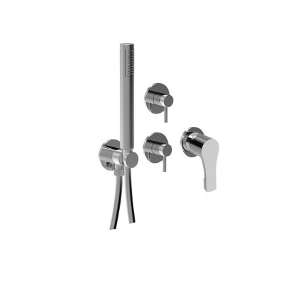 Built-in shower mixer with diverter, integrated duplex kit, 3 free outlets, EGO