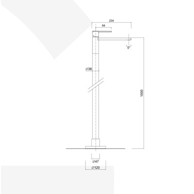 Floor-mounted single-lever basin mixer, swivel spout, Surf