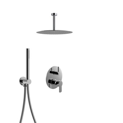 Built-in single-control shower set with diverter, duplex kit, arm with stainless steel ceiling shower head, Surf
