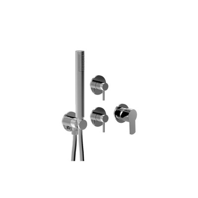 Built-in shower mixer with diverter, integrated duplex kit, 4 free outlets, Surf