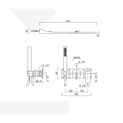Set doccia incasso monocomando con deviatore, kit duplex, soffione Inox a parete, Pablolux