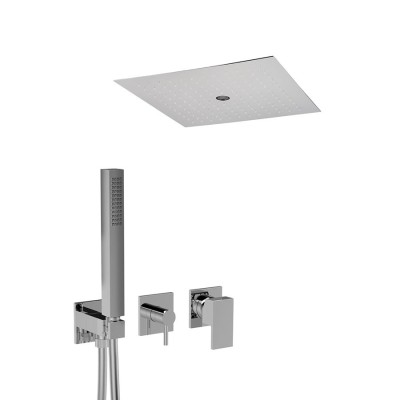 Set doccia incasso monocomando con deviatore, kit duplex, soffione incasso getto pioggia e laminare, Pablolux