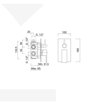 Monocomando doccia incasso con deviatore a rotazione 3 uscite, Pablolux