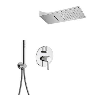 Set doccia incasso monocomando 3 uscite, soffione parete pioggia e cascata, kit duplex. Futuro