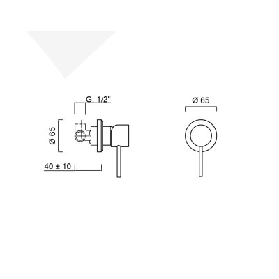 Built-in shower mixer with small rosette, Futuro