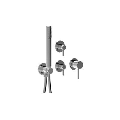 Built-in shower mixer with diverter, integrated duplex kit, 3 free outlets, Futuro