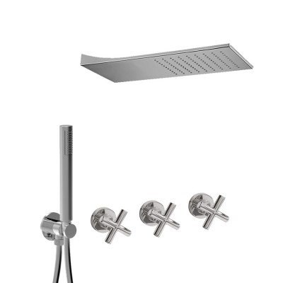 Built-in shower set, rotary diverter, duplex kit, stainless steel wall shower head, G3